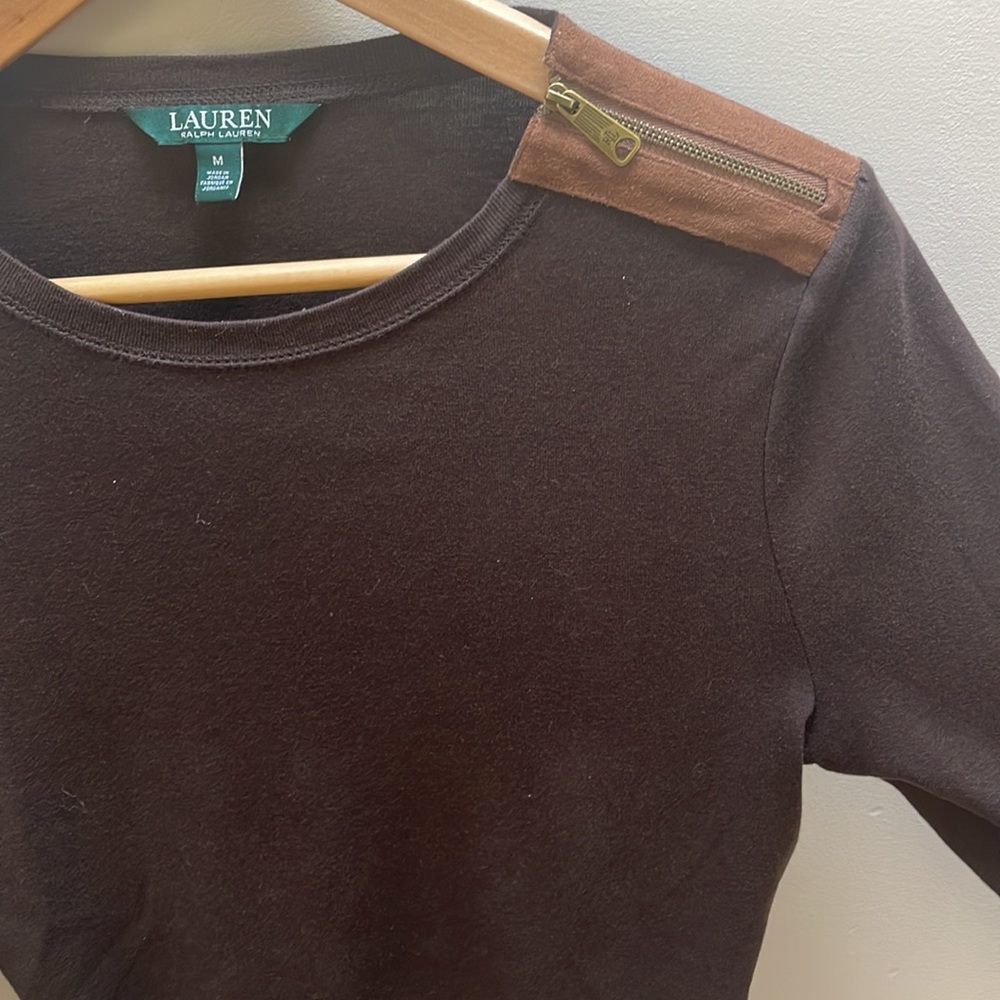 NWOT Lauren Ralph Lauren Neutral Suede Top - Picture 4 of 11